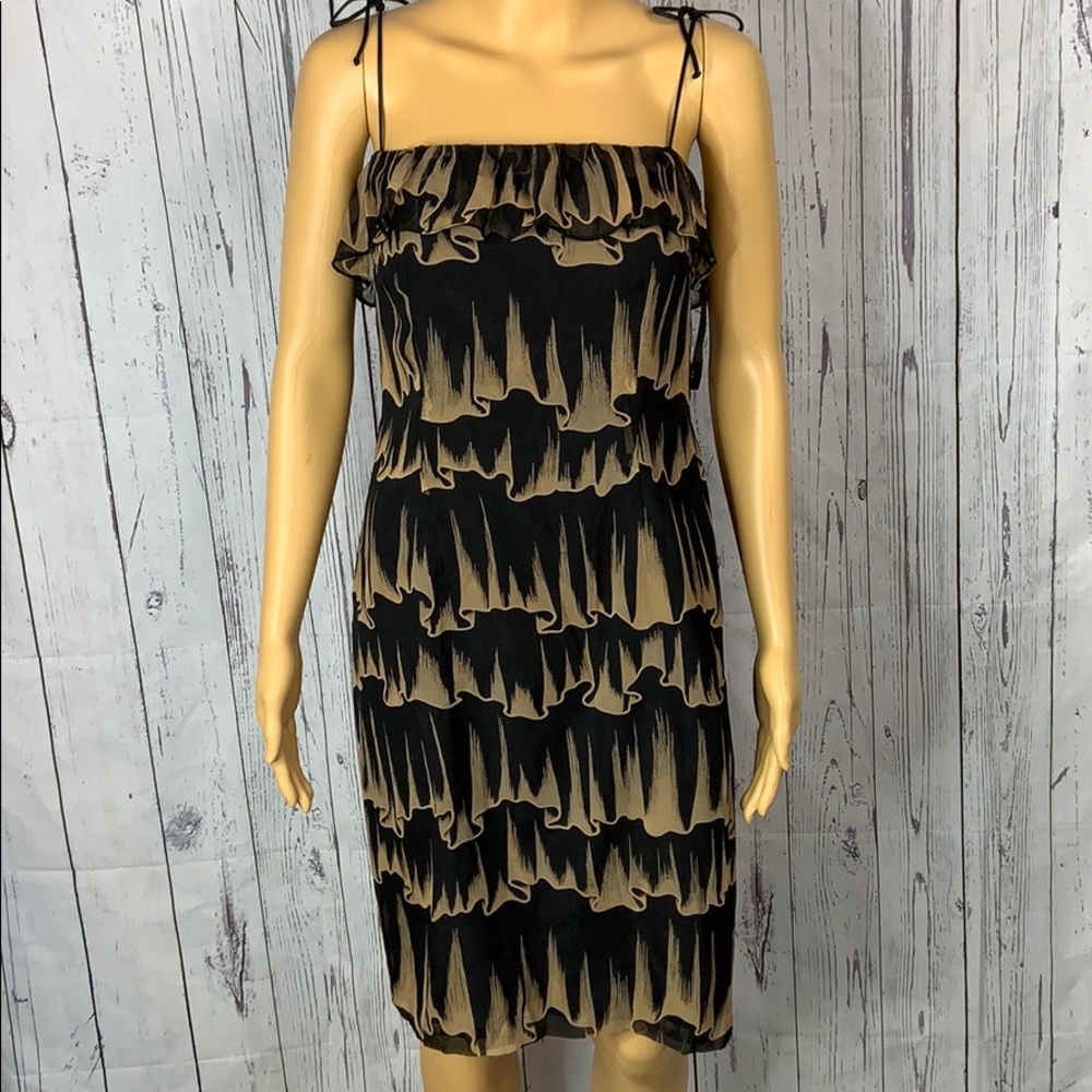 David Meister silk spaghetti strap cocktail dress